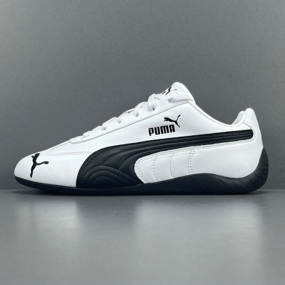 Puma Black And White Leather Racing Sneakers - Picture 3 of 11